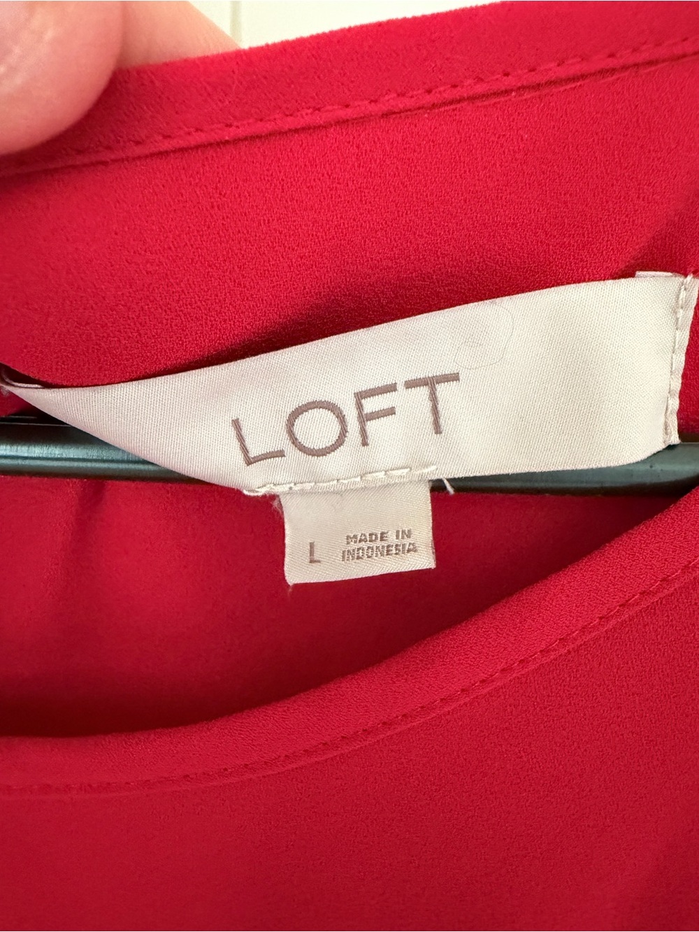 LOFT Red Ruffled Long-Sleeve Blouse - Picture 3 of 6